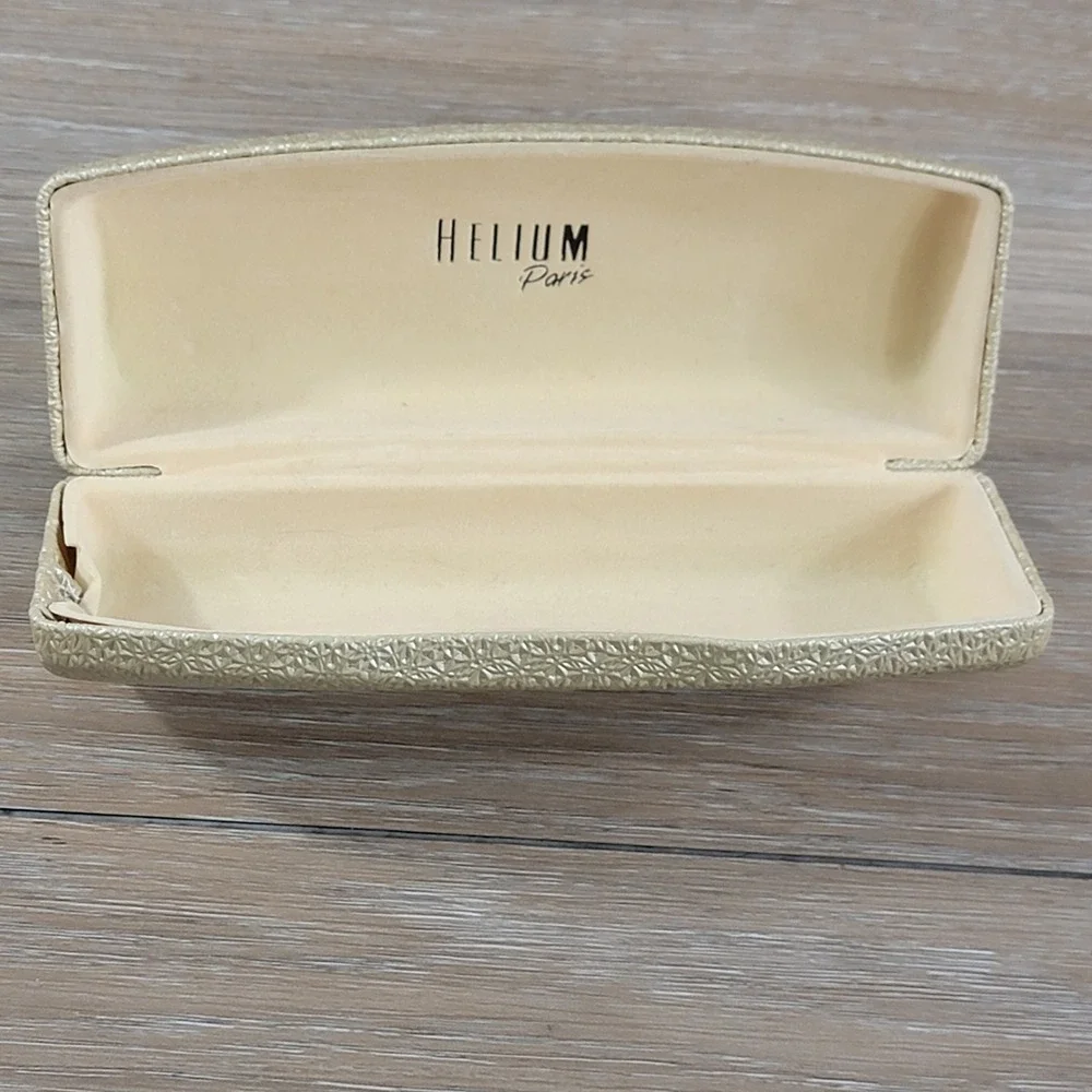 Helium Paris Champagne Gold Embossed Hardshell Eyeglass Case Metallic Floral